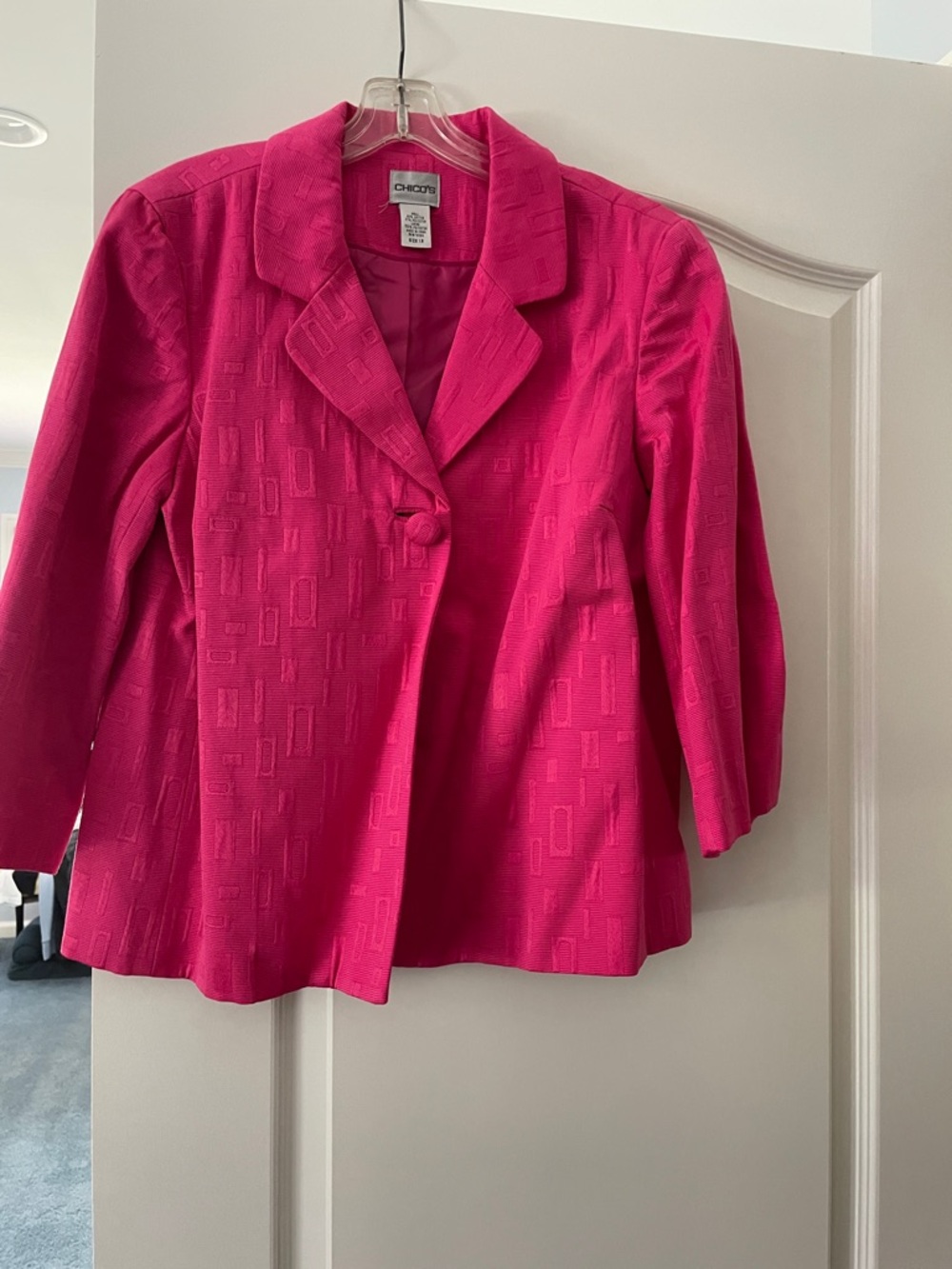 Chico's Hot Pink Single-Button Textured Blazer
